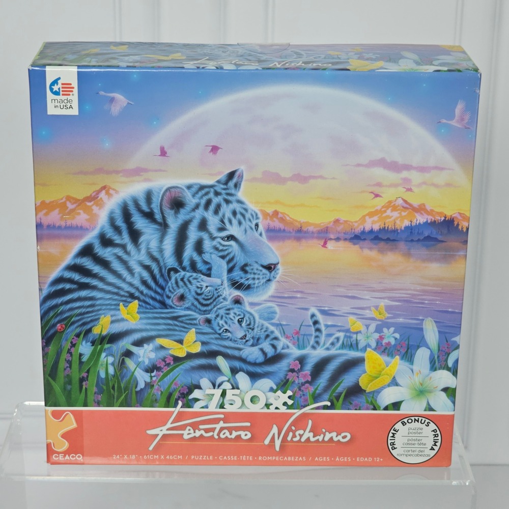 Ceaco White Tiger Family 750 Piece Jigsaw Puzzle Kantaro Nishino 42905 Sealed